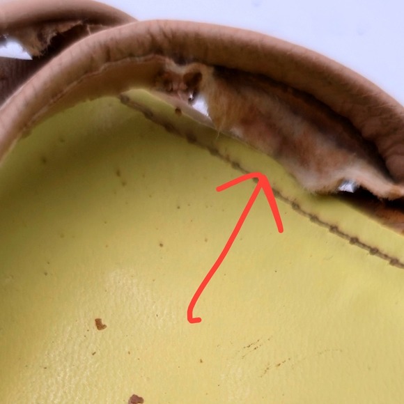 Michelle D Women Size 8 wooden Heels Sandals Strappy Tan yellow Leather peep toe - Picture 7 of 16